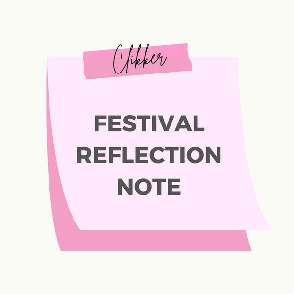 Note with 'Festival Reflection Note' text on a pink background